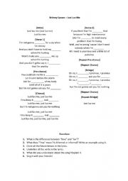 English Worksheet: Just Luv Me (Britney Spears)