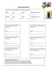English Worksheet: Likes and Dislikes