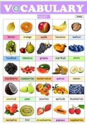 English Worksheet: Fruit Vocabulary Poster