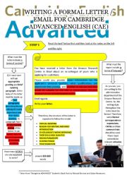 English Worksheet: WRITING A FORMAL LETTER (EMAIL) FOR CAMBRIDGE ENGLISH ADVANCED (CAE) [methodology]