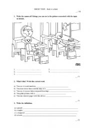 English Worksheet: back to school test