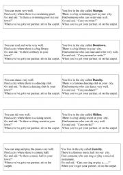 English Worksheet: Comprehension reading and speaking game