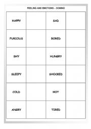 English Worksheet: Feeling and emotions domino