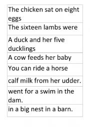 English Worksheet: farm sentences