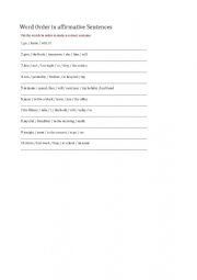 English Worksheet: Sentence Order 