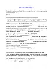 English Worksheet: Prepositional Phrases 2 in on