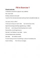 Phrasal verbs take Fill in Exercise 1