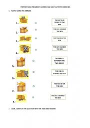 English Worksheet: PREPOSITIONS OF PLACE AND DAILY ROUTINES
