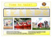 English Worksheet: Time to talk (8): Sports