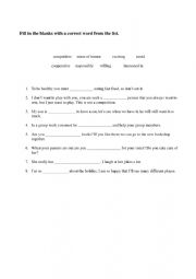 English Worksheet: personality adjectives