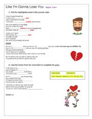 English Worksheet: Song: Like Im gonna lose you Megan Trainor