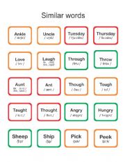 English Worksheet: Similar words with phonemic transcription