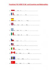 English Worksheet: VERB TO BE AND COUNTRIES