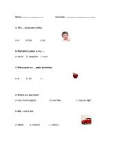 English Worksheet: Kids English evaluation