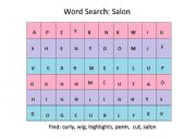 English Worksheet: Salon WOrd Search