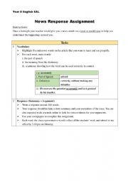 English Worksheet: Newspaper cutting / news report guide