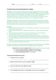 English Worksheet: Pickup Lines Team Activity