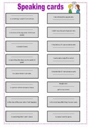 English Worksheet: Speaking card