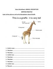 English Worksheet: Writing practice - Animal description