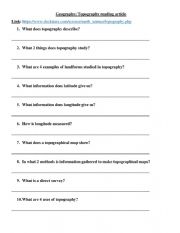 Geography - Topography reading article 