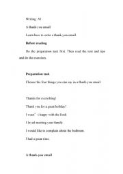 English Worksheet: Writing-A thank-you e-mail