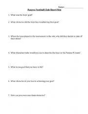 Panyee Football Club Short Film Worksheet 