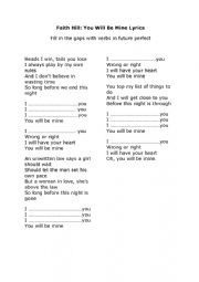 English Worksheet: Faith Hill: a song for future perfect
