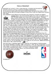 English Worksheet: History of basketball