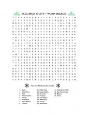 Local Places Wordsearch Worksheet 