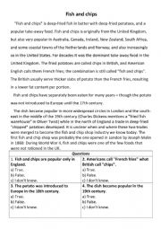 English worksheet: fish and chips