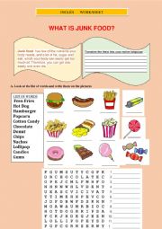 English Worksheet: JUNK FOOD