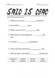 English Worksheet: Variations of said.