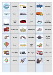 English Worksheet: Vehicles (domino)