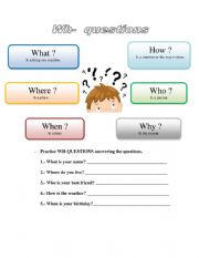 English Worksheet: WH words