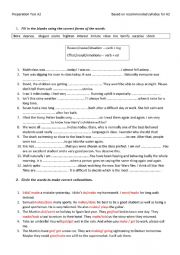 English Worksheet: Preparation test A2