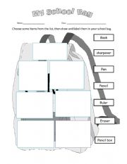 Stationary - My School bag worksheet