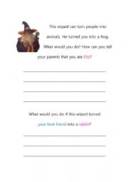 English Worksheet: Wizard turned your friend into rabbit