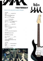 English Worksheet: Yesterday Beatles Song Activity