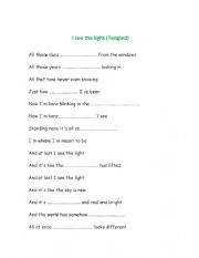 English Worksheet: I see the light Tangled