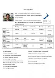 Tims timetable (a new zealander year 9 pupils timetable)