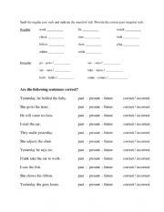 English Worksheet: Regular and Irregular Verbs