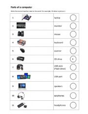 Computers and Accessories: Match the picture and word