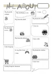 English Worksheet: All about me