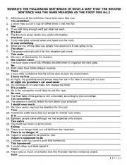 English Worksheet: CPE sentence transformation