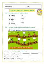 English Worksheet: Ordinal numbers