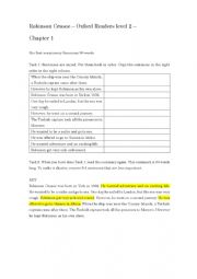 English Worksheet: Robinson Crusoe Oxford Readers Level 2 Chapter 1 Exercises