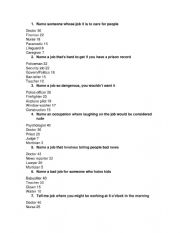 English Worksheet: FAMILY FEUD FOOD QUESTIONS 