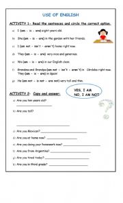 English Worksheet: Verb to be practice