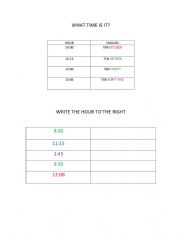 English Worksheet: Telling time