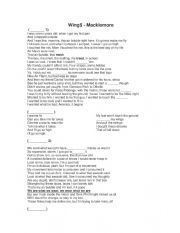 English Worksheet: Wings- Macklemore